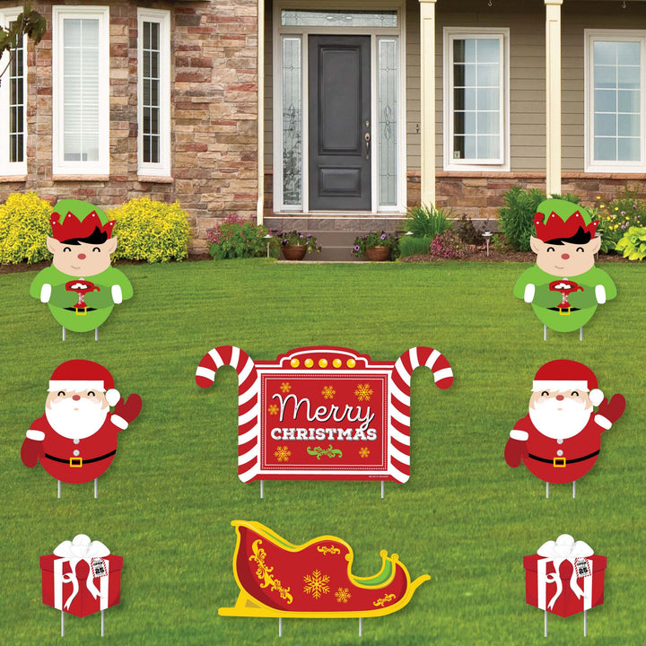 CHRISTMAS mr mrs santa claus skin tone christmas yard signs christmas coroplast hot cutouts lawn sign yard cards party decor decoration props