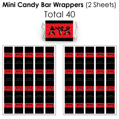 Karate Master - Mini Candy Bar Wrappers, Round Candy Stickers and Circle Stickers - Martial Arts Birthday Party Candy Favor Sticker Kit - 304 Pieces