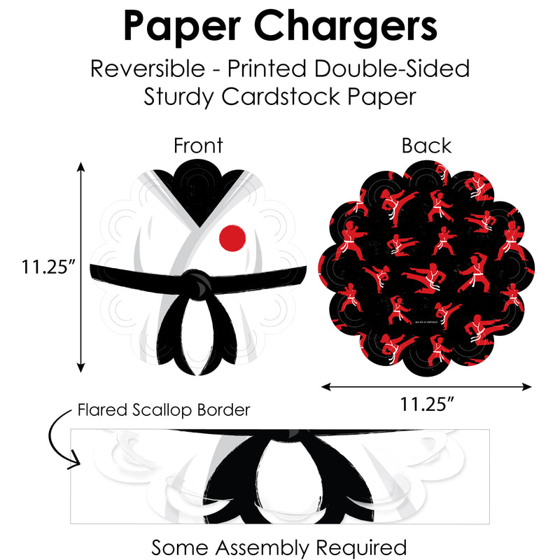 Karate Master - Martial Arts Birthday Party Paper Charger and Table Decorations - Chargerific Kit - Place Setting for 8