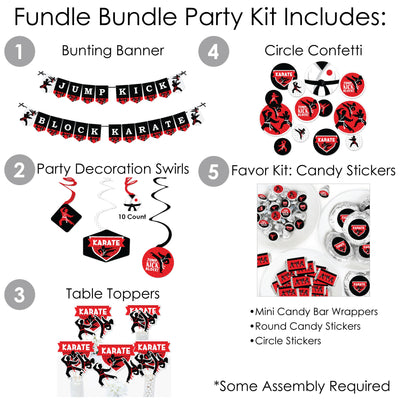 Karate Master - Martial Arts Birthday Party Supplies - Banner Decoration Kit - Fundle Bundle