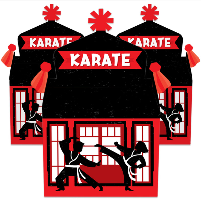 Karate Master - Treat Box Party Favors - Martial Arts Birthday Party Goodie Gable Boxes - Set of 12