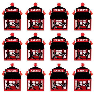 Karate Master - Treat Box Party Favors - Martial Arts Birthday Party Goodie Gable Boxes - Set of 12