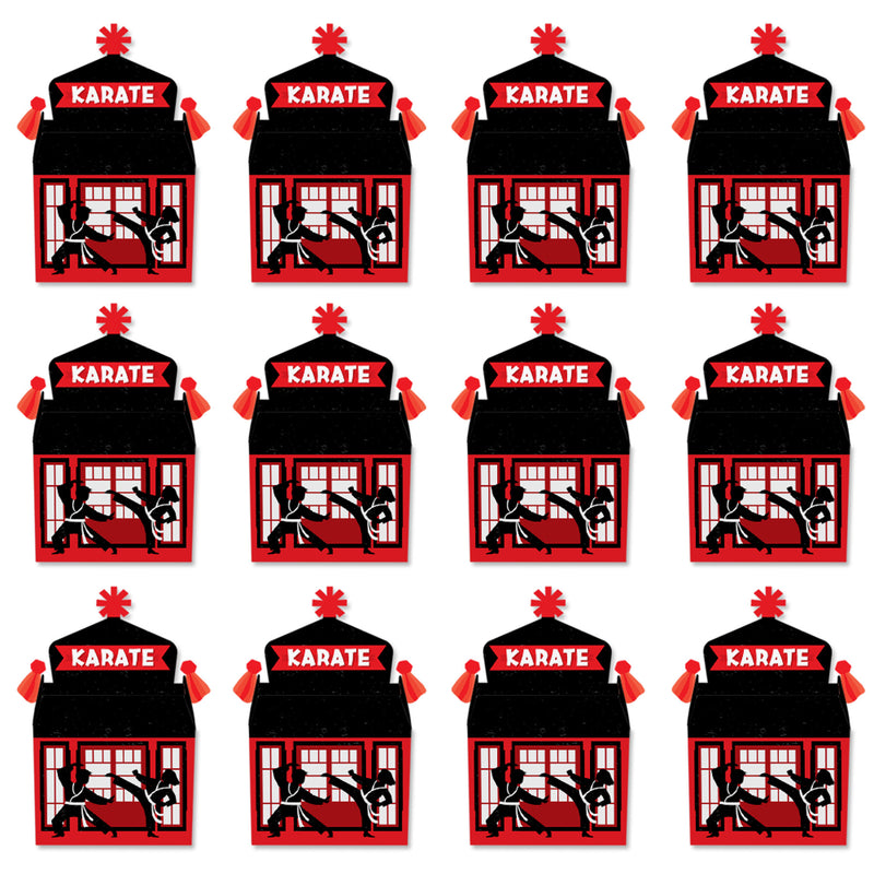 Karate Master - Treat Box Party Favors - Martial Arts Birthday Party Goodie Gable Boxes - Set of 12