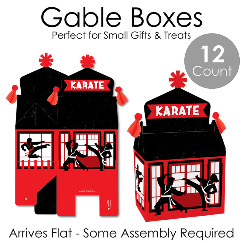 Karate Master - Treat Box Party Favors - Martial Arts Birthday Party Goodie Gable Boxes - Set of 12