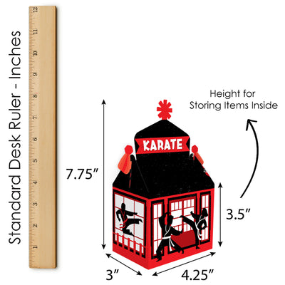 Karate Master - Treat Box Party Favors - Martial Arts Birthday Party Goodie Gable Boxes - Set of 12