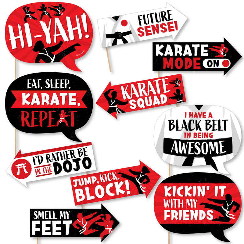 Funny Karate Master - Martial Arts Birthday Party Photo Booth Props Kit - 10 Piece