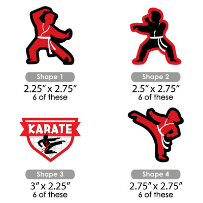 Karate Master - DIY Shaped Martial Arts Birthday Party Cut-Outs - 24 Count