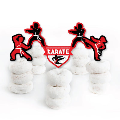 Karate Master - Dessert Cupcake Toppers - Martial Arts Birthday Party Clear Treat Picks - Set of 24