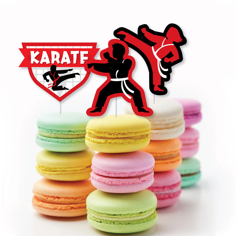 Karate Master - Dessert Cupcake Toppers - Martial Arts Birthday Party Clear Treat Picks - Set of 24