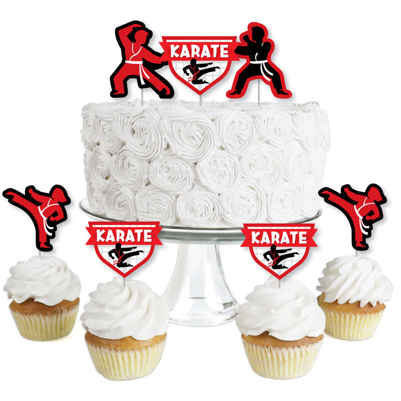 Karate Master - Dessert Cupcake Toppers - Martial Arts Birthday Party Clear Treat Picks - Set of 24