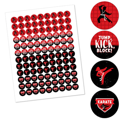 Karate Master - Martial Arts Birthday Party Round Candy Sticker Favors - Labels Fit Chocolate Candy (1 sheet of 108)