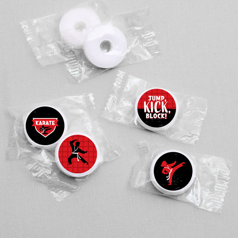 Karate Master - Martial Arts Birthday Party Round Candy Sticker Favors - Labels Fit Chocolate Candy (1 sheet of 108)