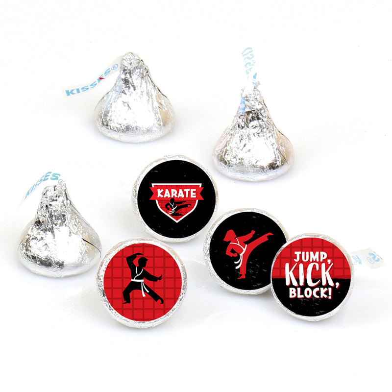 Karate Master - Martial Arts Birthday Party Round Candy Sticker Favors - Labels Fit Chocolate Candy (1 sheet of 108)