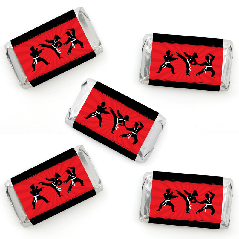 Karate Master - Mini Candy Bar Wrapper Stickers - Martial Arts Birthday Party Small Favors - 40 Count