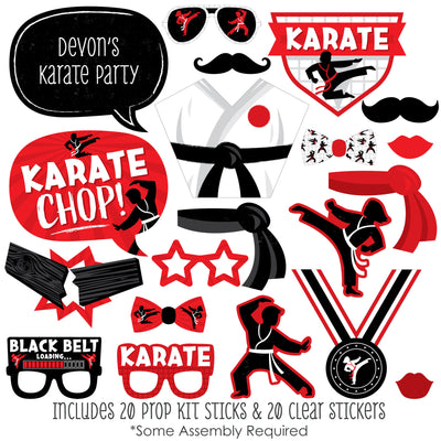 Karate Master - Personalized Martial Arts Birthday Party Photo Booth Props Kit - 20 Count