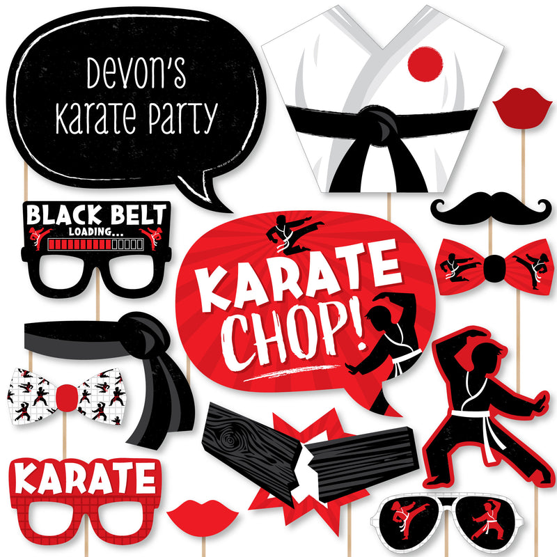 Karate Master - Personalized Martial Arts Birthday Party Photo Booth Props Kit - 20 Count