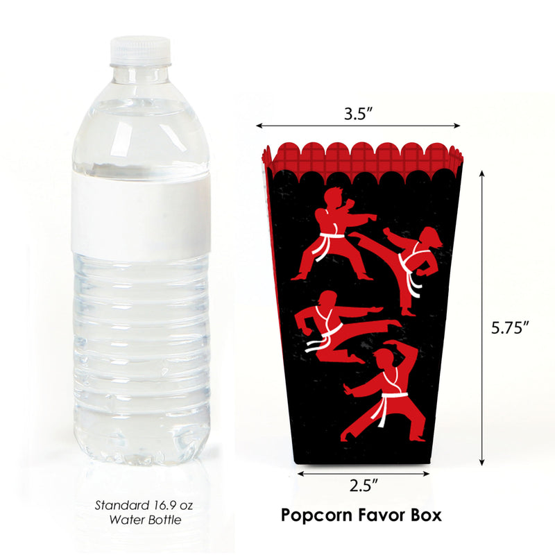 Karate Master - Martial Arts Birthday Party Favor Popcorn Treat Boxes - Set of 12