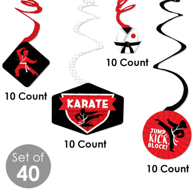 Karate Master - Martial Arts Birthday Party Hanging Decor - Party Decoration Swirls - Set of 40