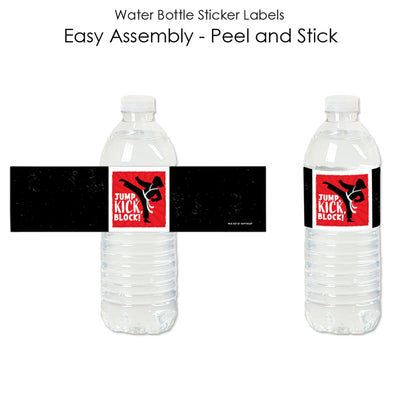 Karate Master - Martial Arts Birthday Party Water Bottle Sticker Labels - Set of 20