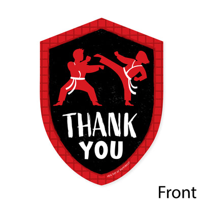 Karate Master - Shaped Thank You Cards - Martial Arts Birthday Party Thank You Note Cards with Envelopes - Set of 12