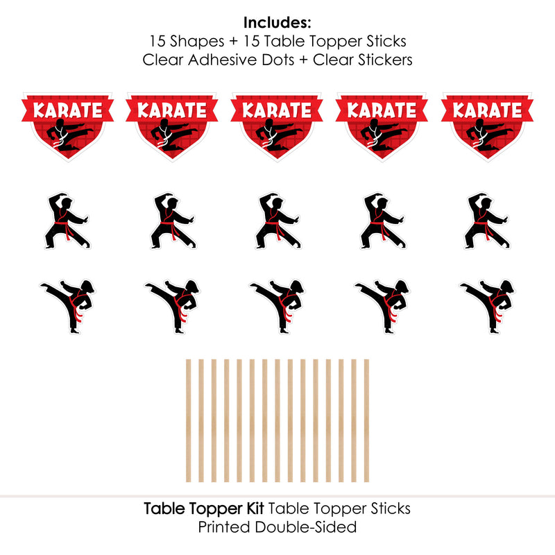 Karate Master - Martial Arts Birthday Party Centerpiece Sticks - Table Toppers - Set of 15