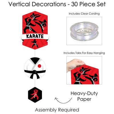 Karate Master - Martial Arts Birthday Party DIY Dangler Backdrop - Hanging Vertical Decorations - 30 Pieces