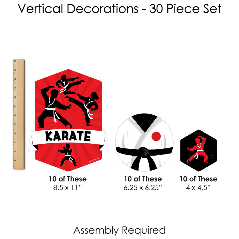 Karate Master - Martial Arts Birthday Party DIY Dangler Backdrop - Hanging Vertical Decorations - 30 Pieces