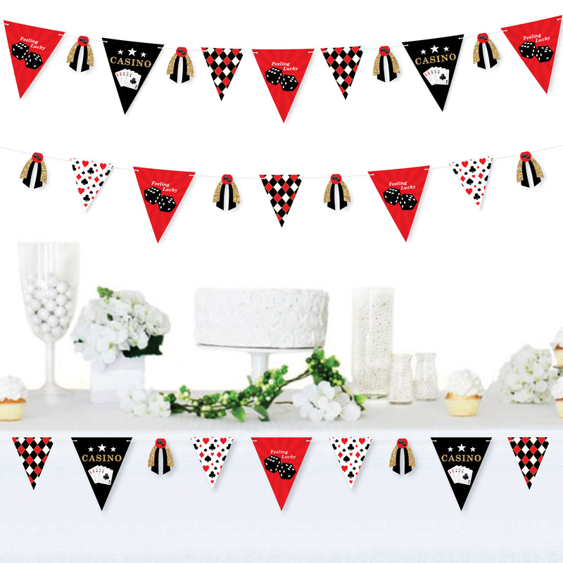 Las Vegas - DIY Casino Party Pennant Garland Decoration - Triangle Banner - 30 Pieces