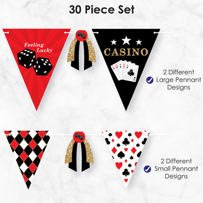 Las Vegas - DIY Casino Party Pennant Garland Decoration - Triangle Banner - 30 Pieces