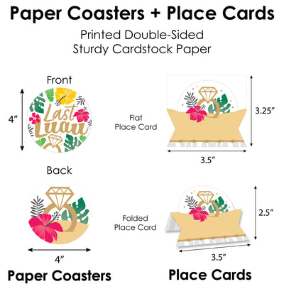 Last Luau - Tropical Bachelorette Party and Bridal Shower Paper Charger and Table Decorations - Chargerific Kit - Place Setting for 8