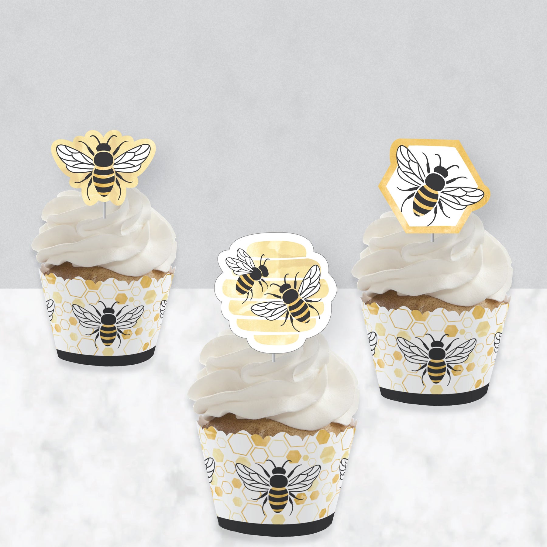 Bumble Bee Cupcake Toppers, Bumble Bee Party Bumble Bee Birthday Toppers  Personalized Cupcake Toppers Cupcake Toppers 