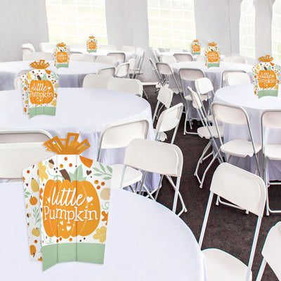 Little Pumpkin - Table Decorations - Fall Birthday Party or Baby Shower Fold and Flare Centerpieces - 10 Count