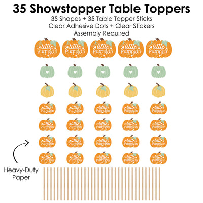 Little Pumpkin - Fall Birthday Party or Baby Shower Centerpiece Sticks - Showstopper Table Toppers - 35 Pieces