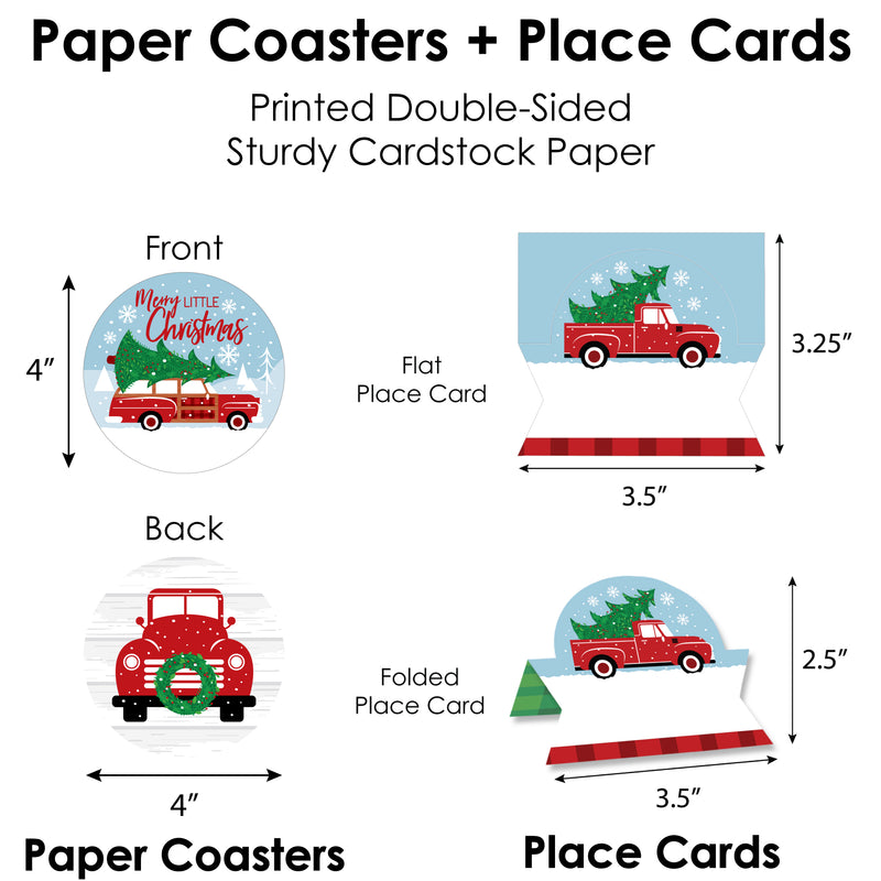 Merry Little Christmas Tree - Red Truck Christmas Party Paper Charger and Table Decorations - Chargerific Kit - Place Setting for 8