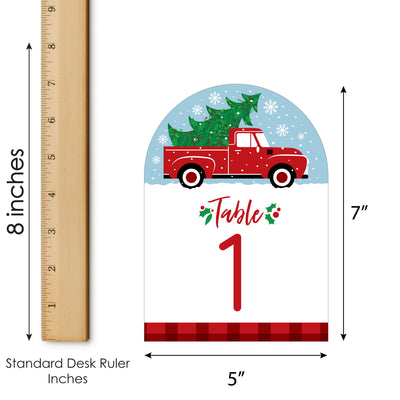 Merry Little Christmas Tree - Red Truck Christmas Party Double-Sided 5 x 7 inches Cards - Table Numbers - 1-20