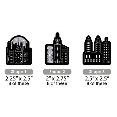 Nighttime City Skyline - DIY Shaped New York Party Cut-Outs - 24 Count