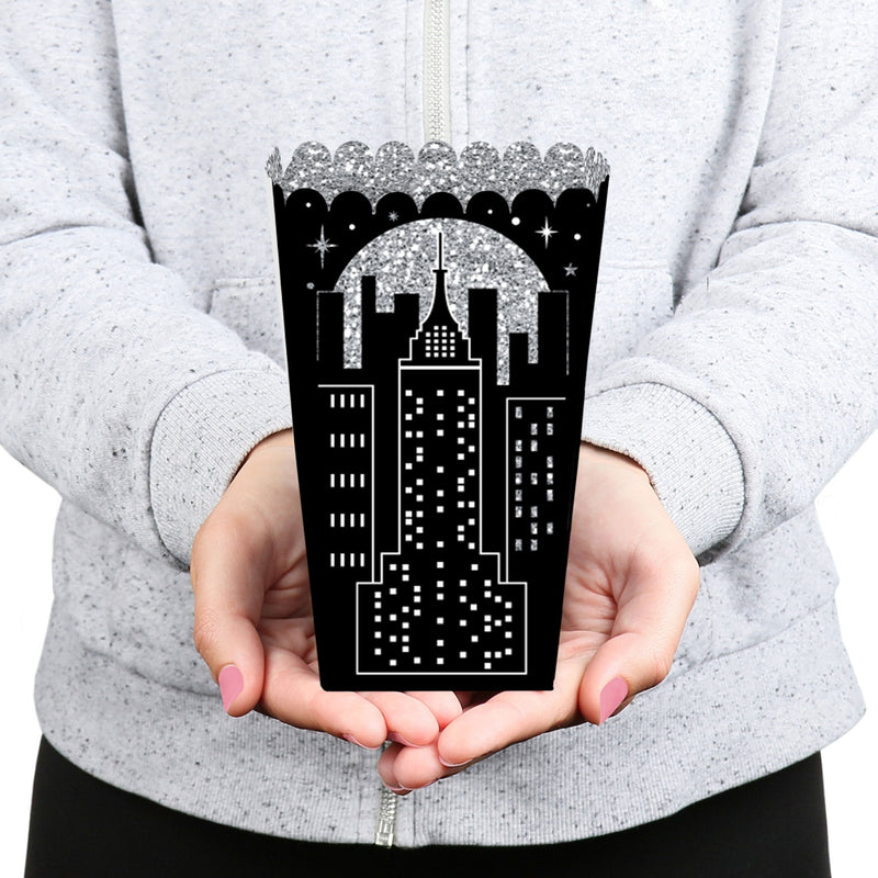 Nighttime City Skyline - New York Party Favor Popcorn Treat Boxes - Set of 12