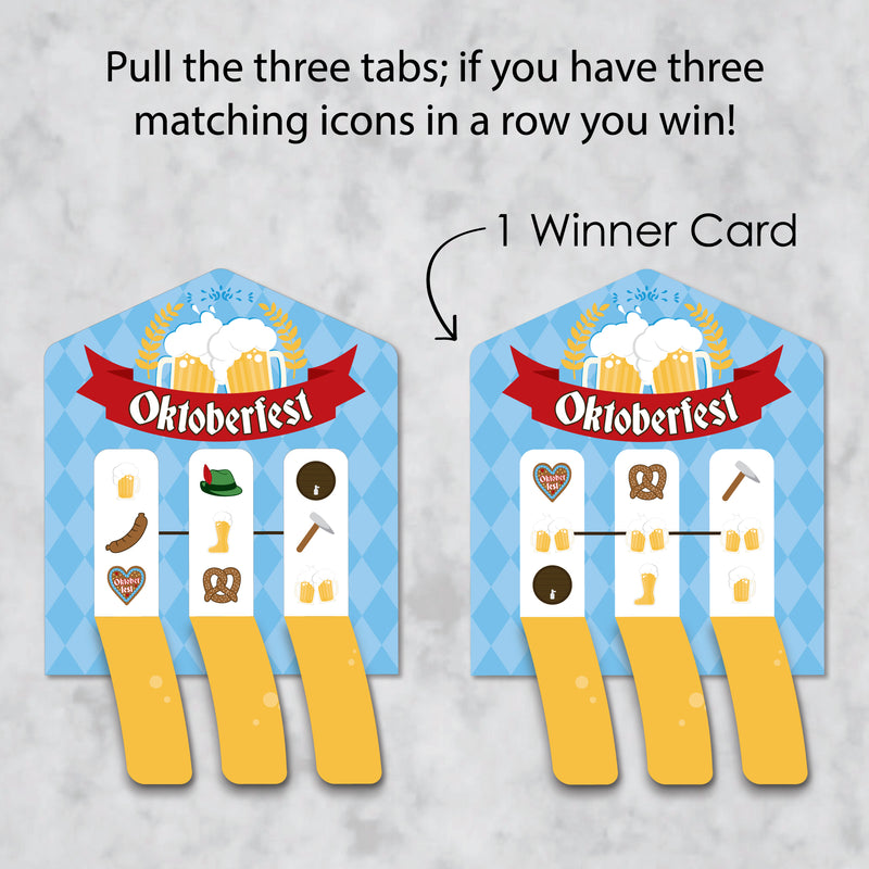 Oktoberfest - German Beer Festival Game Pickle Cards - Pull Tabs 3-in-a-Row - Set of 12