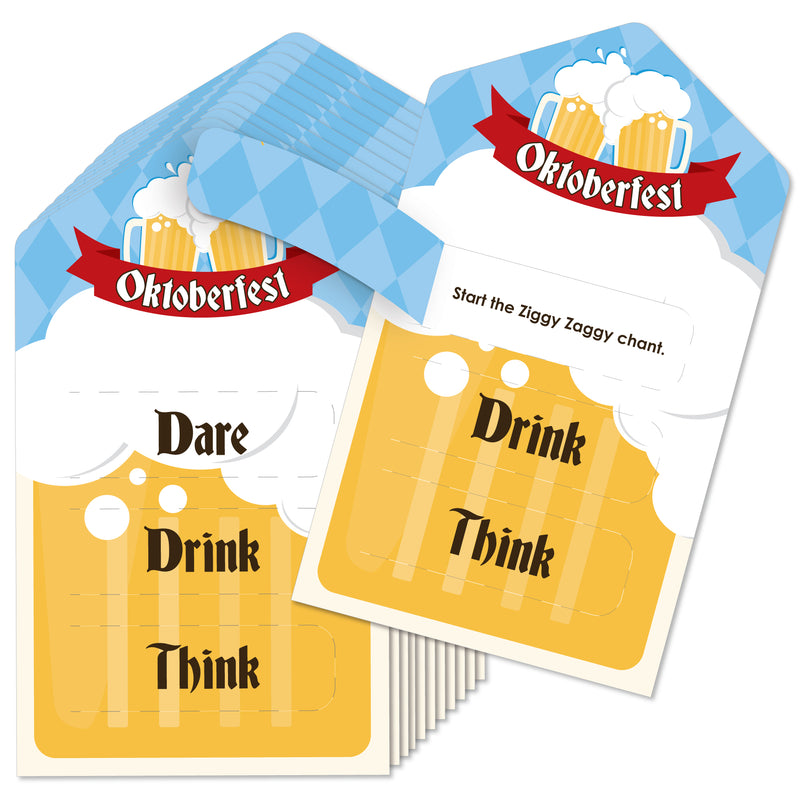 Oktoberfest - German Beer Festival Game Pickle Cards - Dare, Drink, Think Pull Tabs - Set of 12