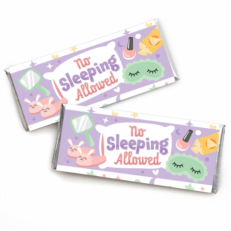 Pajama Slumber Party - Candy Bar Wrapper Girls Sleepover Birthday Party Favors - Set of 24