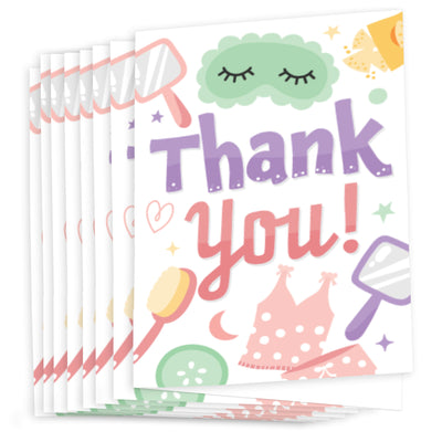 Pajama Slumber Party - Girls Sleepover Birthday Party Thank You Cards (8 count)