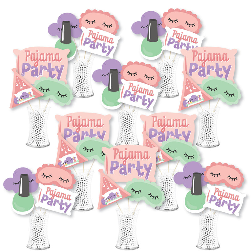 Pajama Slumber Party - Girls Sleepover Birthday Party Centerpiece Sticks - Showstopper Table Toppers - 35 Pieces