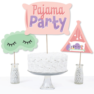 Pajama Slumber Party - Girls Sleepover Birthday Party Centerpiece Sticks - Table Toppers - Set of 15