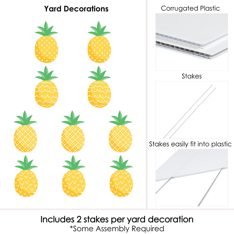 Tropical Pineapple - Lawn Decorations - Outdoor Summer Party Yard Decorations - 10 Piece