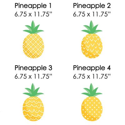 Tropical Pineapple - Lawn Decorations - Outdoor Summer Party Yard Decorations - 10 Piece