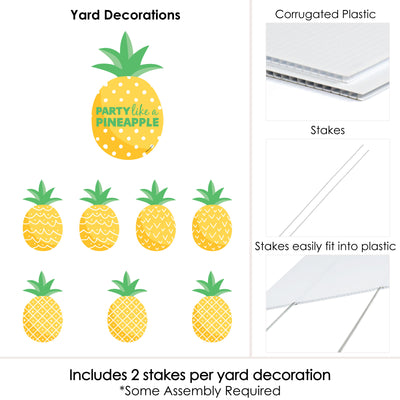 Tropical Pineapple - Yard Sign and Outdoor Lawn Decorations - Summer Party Yard Signs - Set of 8