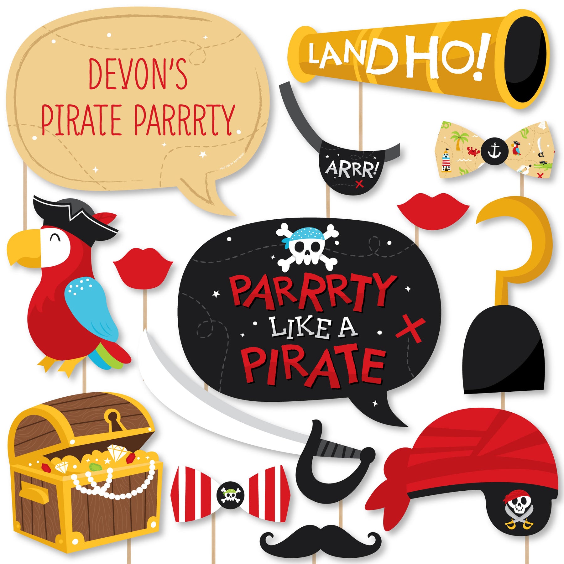 Pirate Ship Adventures - Personalized Skull Birthday Party Photo