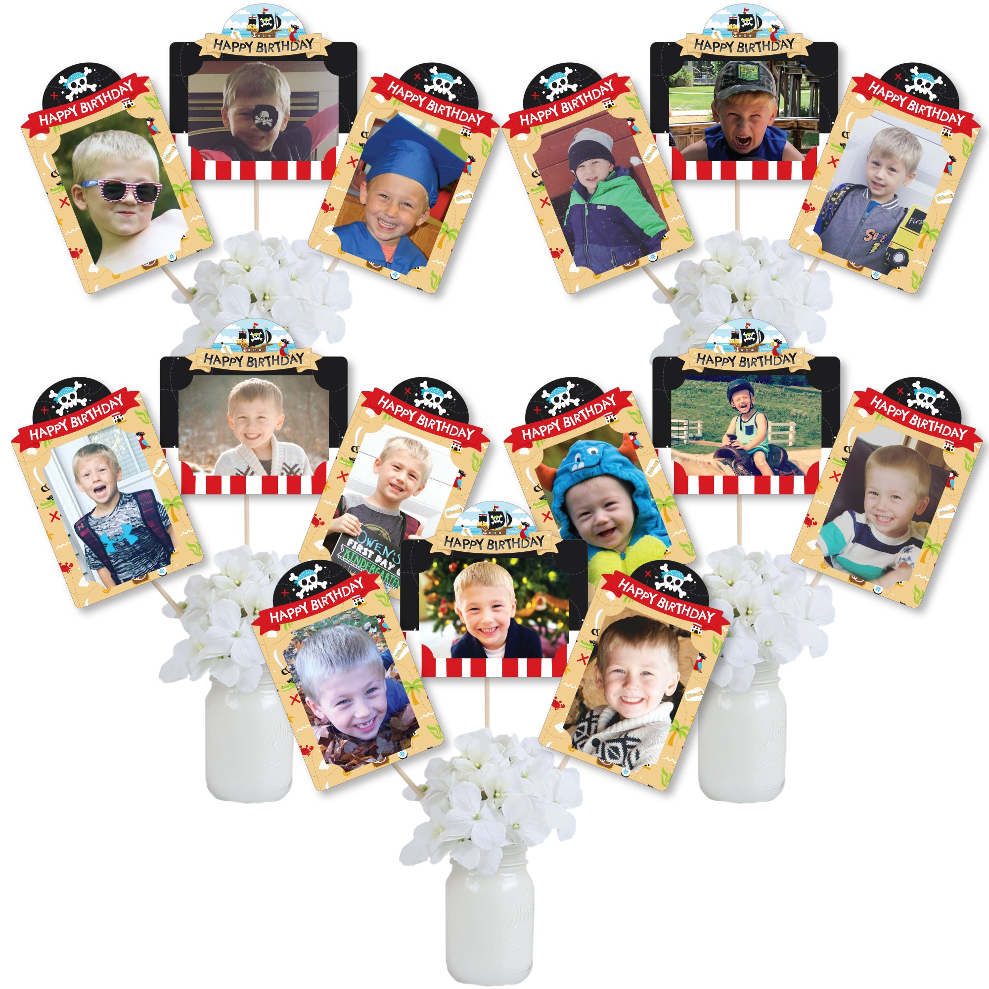 Pirate Ship Adventures - Skull Birthday Party Picture Centerpiece Stic ...