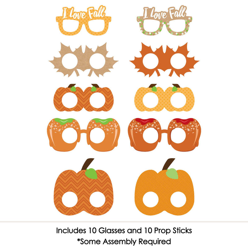 Pumpkin Patch Glasses and Masks - Paper Card Stock Fall, Halloween or Thanksgiving Party Photo Booth Props Kit - 10 Count