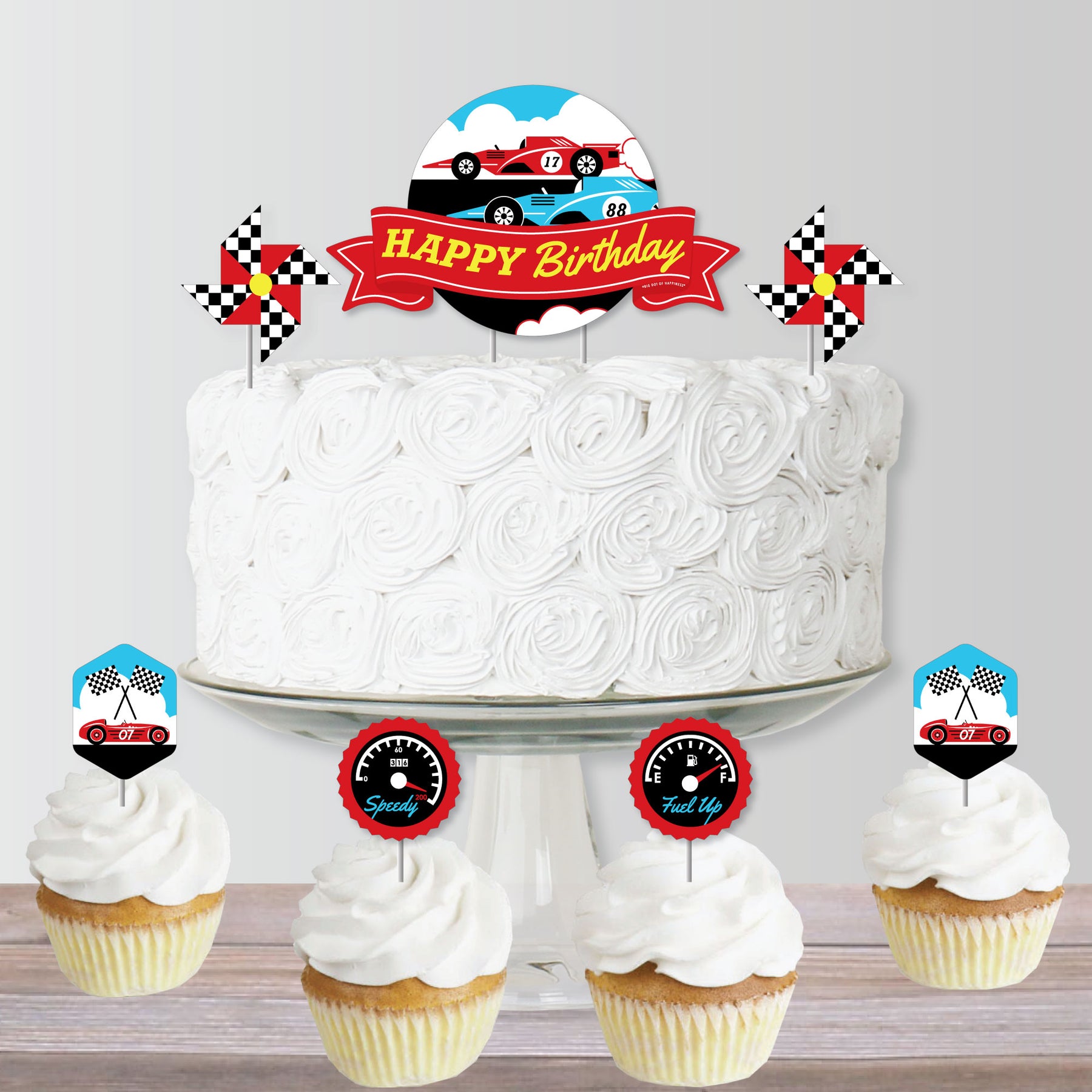 Racing car cake toppers. Edible personalised birthday fondant cake topper  set. | eBay